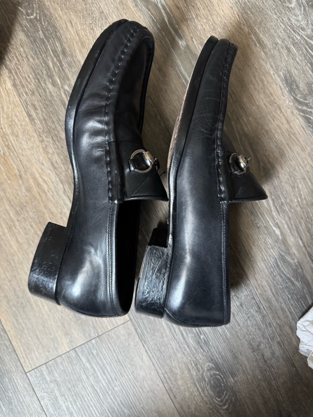 Gucci Black Leather Horsebit Slip-On Loafers sz 1eee - Picture 3 of 5